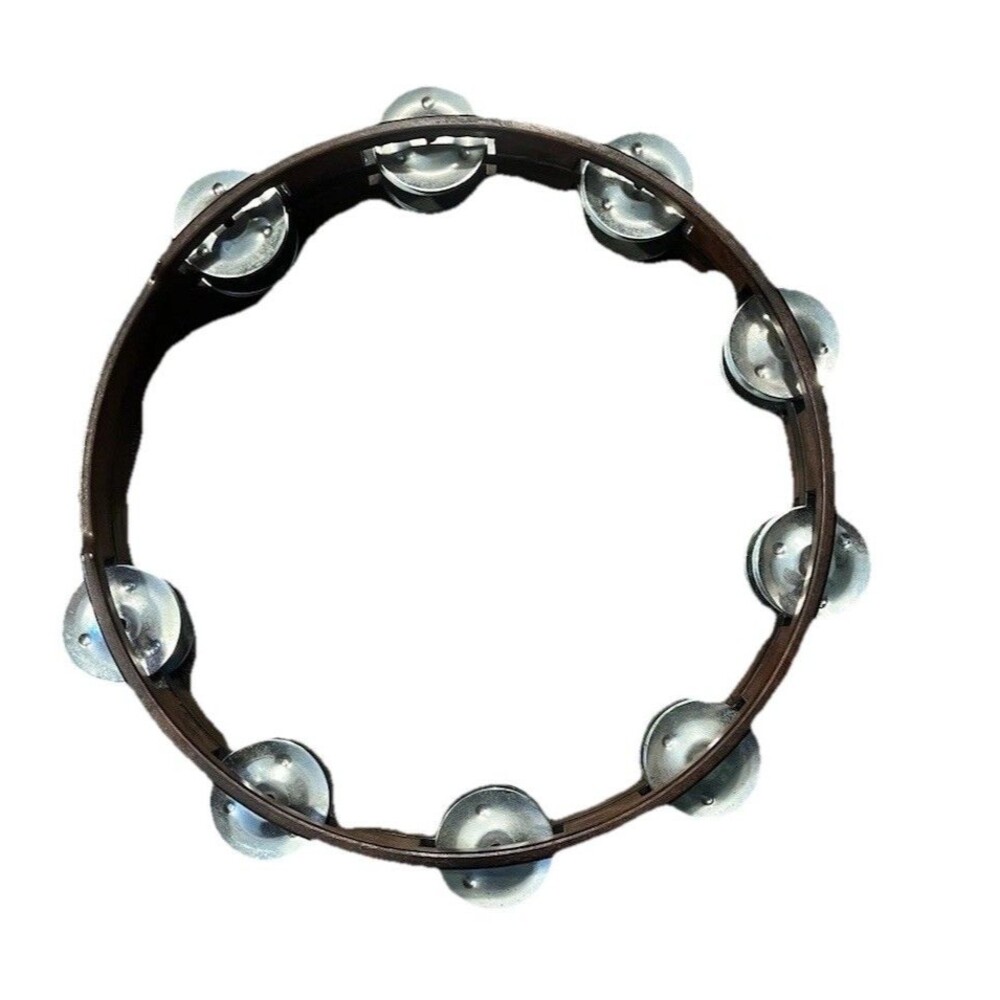 10” Tambourine Double Row Jingles Wood Frame No Head